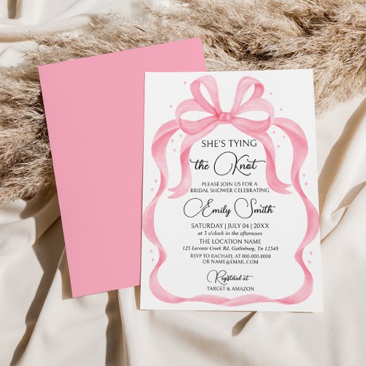 Pink Bow Sie bindet das Brautparty des Knotens Einladung