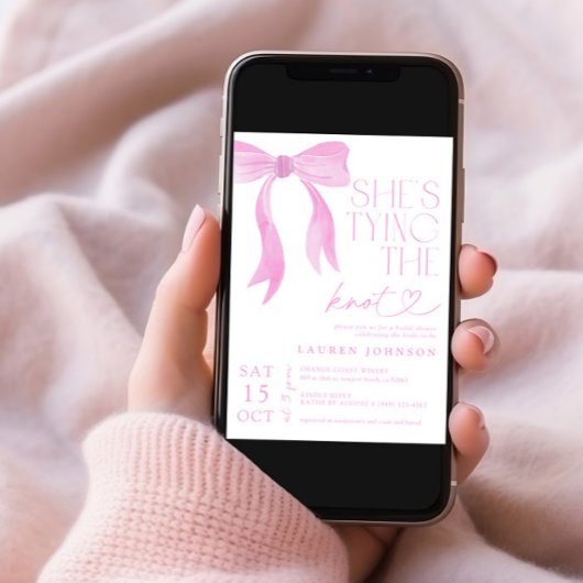 Pink Bow Sie bindet das Brautparty des Knotens Einladung