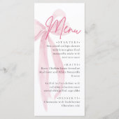 Pink Bow Sie bindet das Brautparty des Knotens Menükarte (Vorderseite)