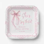 Pink Bow Sie bindet das Brautparty des Knotens Pappteller (Vorderseite)