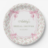 Pink Bow Sie bindet das Brautparty des Knotens Pappteller (Vorderseite)