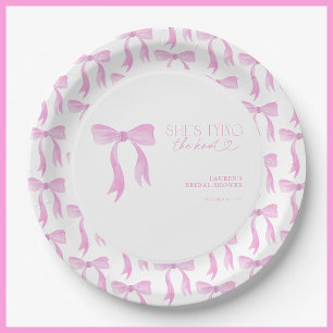 Pink Bow Sie bindet das Brautparty des Knotens Pappteller