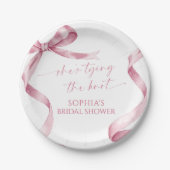 Pink Bow Sie bindet das Brautparty des Knotens Pappteller (Vorderseite)