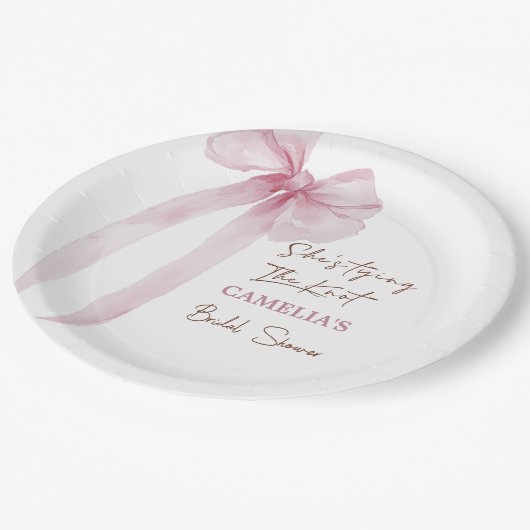 Pink Bow Sie bindet das Brautparty des Knotens Pappteller (Schrägansicht)