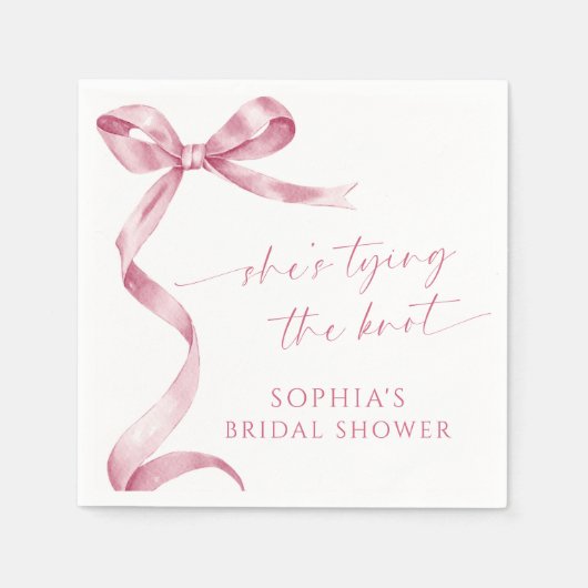 Pink Bow Sie bindet das Brautparty des Knotens Serviette (Vorderseite)