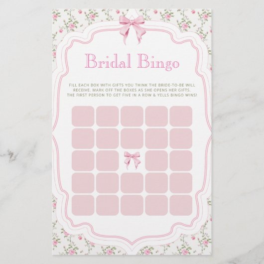 Pink Bow Sie bindet das Knot-Bridal-Bingo-Spiel (Vorderseite)
