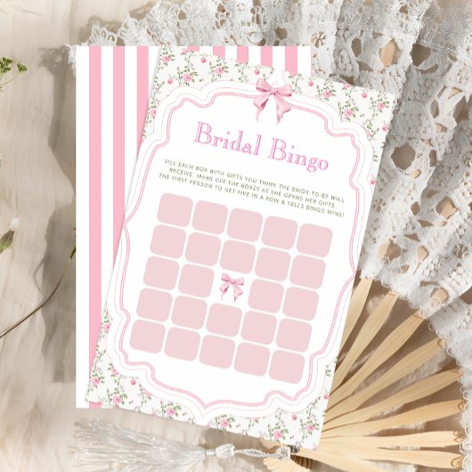 Pink Bow Sie bindet das Knot-Bridal-Bingo-Spiel