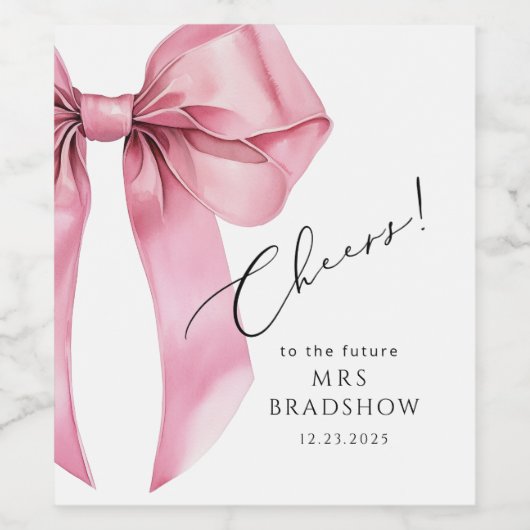 Pink Bow Sie bindet das Knoten-Brautparty Weinetikett (Einzelnes Label)