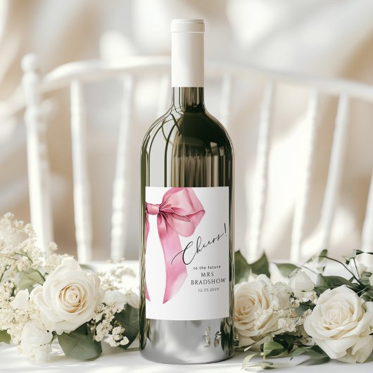 Pink Bow Sie bindet das Knoten-Brautparty Weinetikett