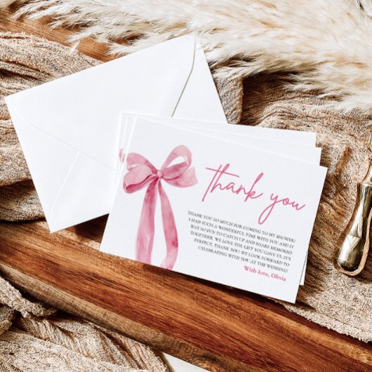 Pink Bow Sie bindet den Knoten Dankeschön-Karte Einladung