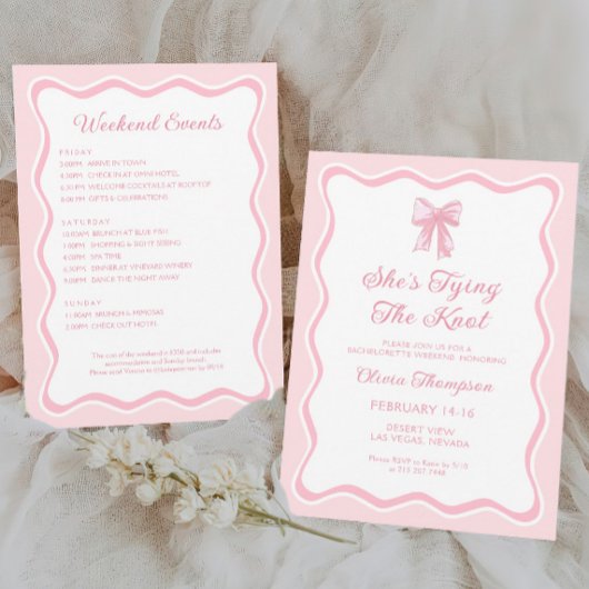 Pink Bow Sie bindet den Knoten-Junggeselinnen-Absc Einladung