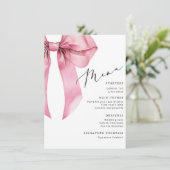 Pink Bow Sie bindet den Knoten Menükarte (Stehend Vorderseite)