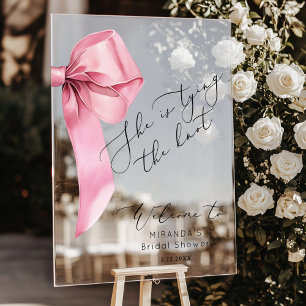 Pink Bow Sie bindet die Knot Bridal Willkommen Acrylschild