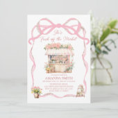 Pink Bow Sie ist frisch vom Brautparty des Marktes Einladung (Stehend Vorderseite)