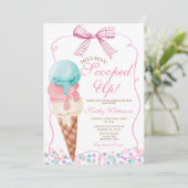Pink Bow Sie war Scoop Ice Cream Brautparty Einladung (Stehend Vorderseite)