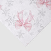 Pink Bow Silver Snowflake Winter Theme Seidenpapier (Ausschnitt)