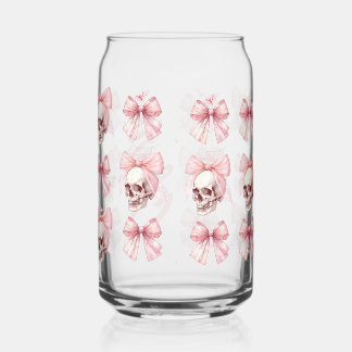 Pink Bow Skull Halloween Glas kann Trinkbehälter