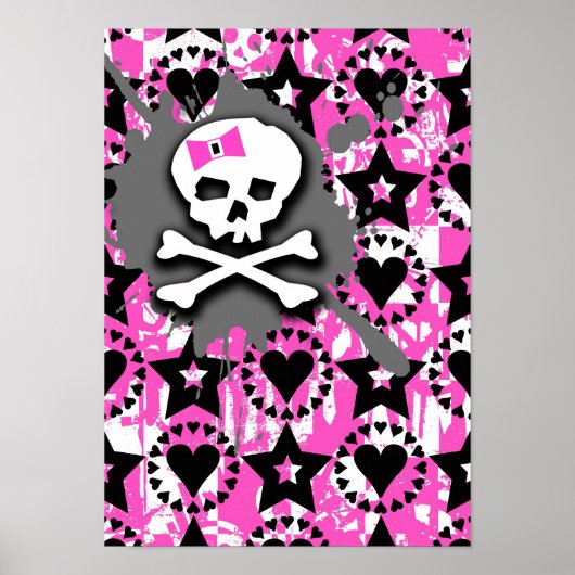 Pink Bow Skull Poster (Vorne)
