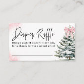 Pink Bow Snowflake Baby Shower Diaper Raffle Card Begleitkarte (Vorderseite)