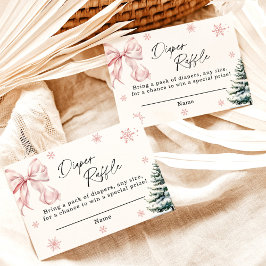 Pink Bow Snowflake Diaper Raffekarte, Winter Baby Begleitkarte