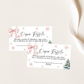 Pink Bow Snowflake Diaper Raffekarte, Winter Baby Begleitkarte