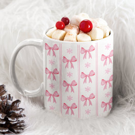 Pink Bow & Snowflake Weihnachtsfeiertag Tasse