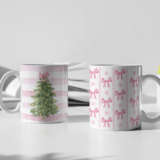 Pink Bow & Snowflake Weihnachtsfeiertag Tasse