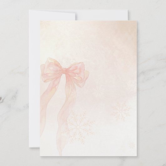 Pink Bow Snowflake Winter Onederland 1st Birthday Einladung (Rückseite)