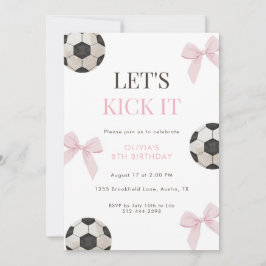 Pink Bow Soccer Birthday Party for Girls Coquette  Einladung