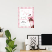 Pink Bow Soda Bottle Baby Shower Welcome Sign Poster (Heimbüro)
