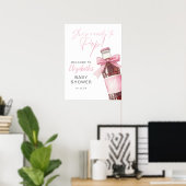 Pink Bow Soda Bottle Baby Shower Welcome Sign Poster (Heimbüro)