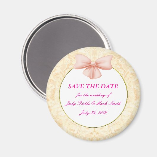 Pink Bow speichert das Datumsfenster Magnet (Vorderseite/Rückseite)