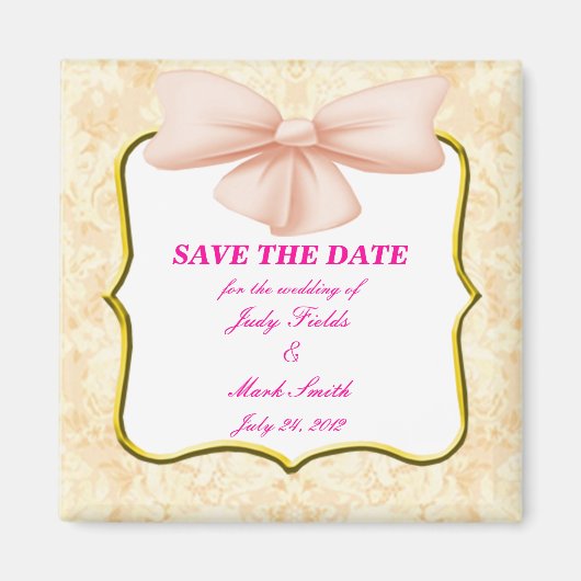 Pink Bow speichert das Datumsfenster Magnet (Vorne)