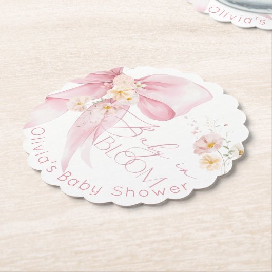 Pink Bow Spring Wildblumen Baby in Bloom Untersetzer (angewinkelt)