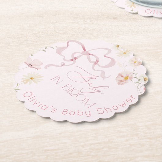 Pink Bow Spring Wildblumen Baby in Bloom Untersetzer (angewinkelt)