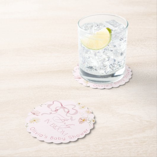 Pink Bow Spring Wildblumen Baby in Bloom Untersetzer (Vor Ort)