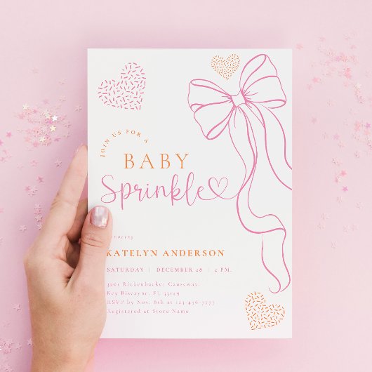 Pink Bow Sprinkle Baby Shower Invitation Einladung