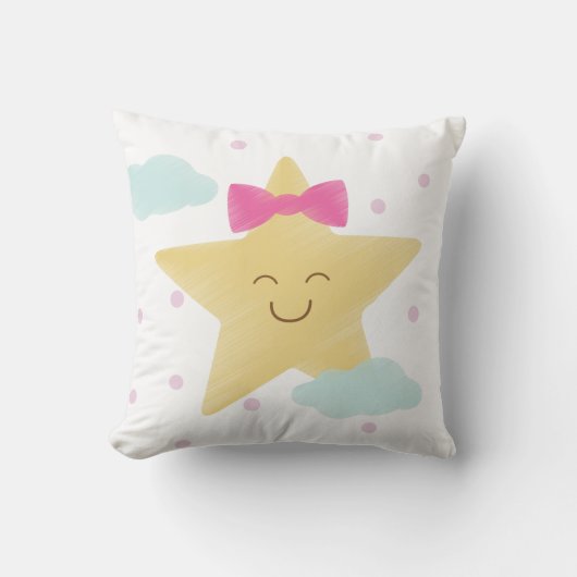 Pink Bow Star Throw Kissen (Vorderseite)
