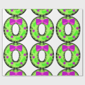 Pink Bow Stars und Green Christmas Holiday Wreath Geschenkpapier (Flach)