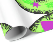 Pink Bow Stars und Green Christmas Holiday Wreath Geschenkpapier (Rolleneckpunkt)