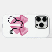 Pink Bow & Stethoscope Personalisiert Medizin Case-Mate iPhone Hülle (Rückseite (Horizontal))