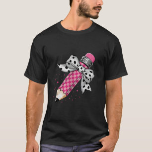Pink Bow Stift Coquette Lehrer farbenfroh zurück z T-Shirt