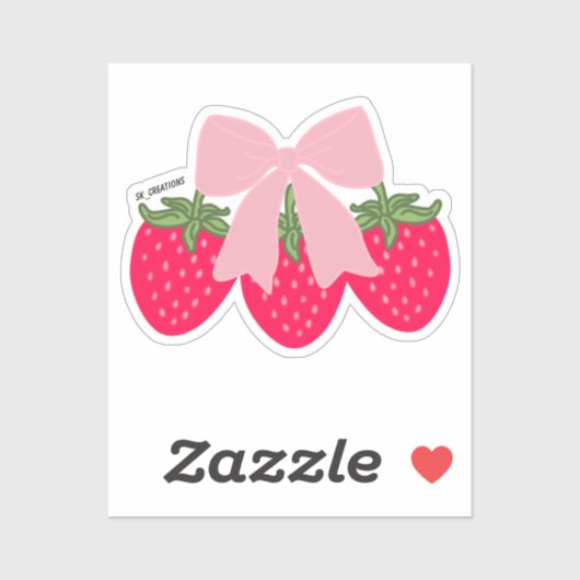 Pink Bow Strawberries  Aufkleber (Blatt)