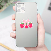 Pink Bow Strawberries  Aufkleber (Telefon)