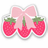 Pink Bow Strawberries  Aufkleber (Vorderseite)