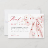 Pink Bow Strawberries Babydusche Danke Karte (Vorderseite)