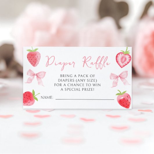 Pink Bow Strawberry Baby Dusche Windelwanne Windel Begleitkarte