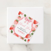 Pink Bow Strawberry Berry First Birthday Square Geschenkanhänger (Beispiel)