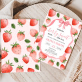 Pink Bow Strawberry Berry Sweet Baby Dusche Einladung