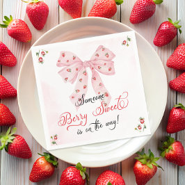 Pink Bow Strawberry Berry Sweet Baby Dusche Serviette